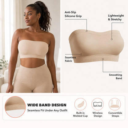 ✨ Women’s Seamless Strapless Bandeau Bra 👍Suitable for All Body Types