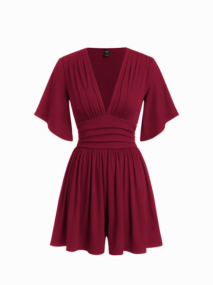 Wrap V-Neck Chiffon Mini Dress