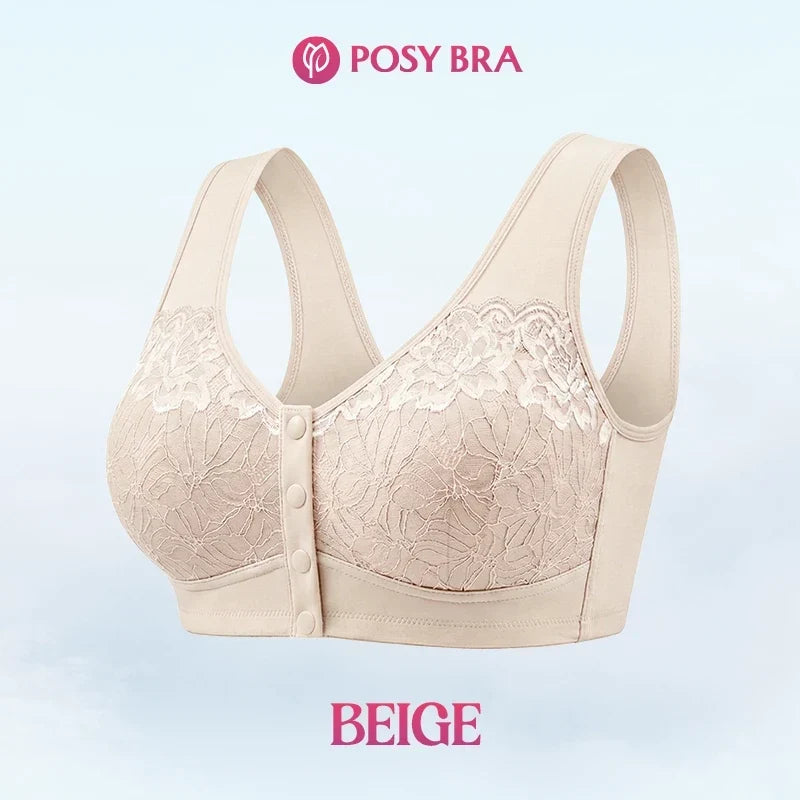 Front Closure Breathable Cotton Lifting Bra for Seniors
