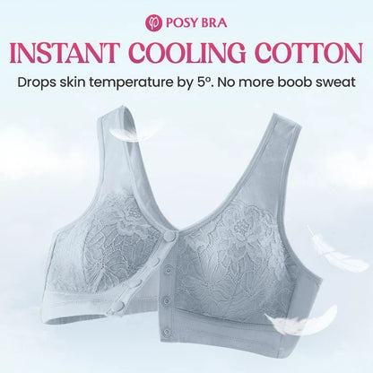 Front Closure Breathable Cotton Lifting Bra for Seniors