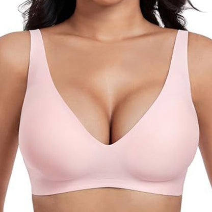 Womens Comfortable Wireless Bralettes Seamless Deep V Everyday Bra