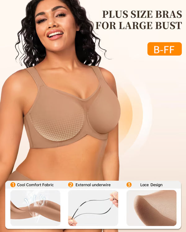 💐Women's Elegant Sheer Full Coverage Plus Size Bra