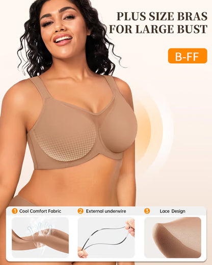 💐Women's Elegant Sheer Full Coverage Plus Size Bra