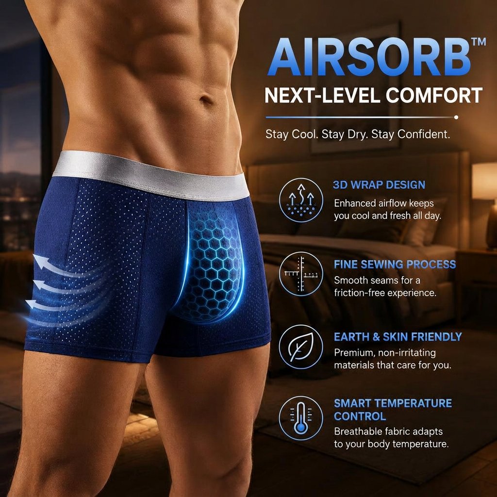 🏆45K+ SOLD 🔥2026 HOT SALE  AirSorb™ Premium All-Day Comfort IceSilk Mesh Men's Boxer - Blue / L / ✈️Order Today — Skip the Queue📦