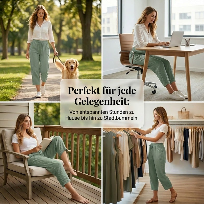 🌿🔥 50% RABATT ✨ Damen Baumwoll-Leinen Hose mit Falten 👖 luftig, bequem & elegant – perfekt für stilvolle Sommer-Looks ☀️