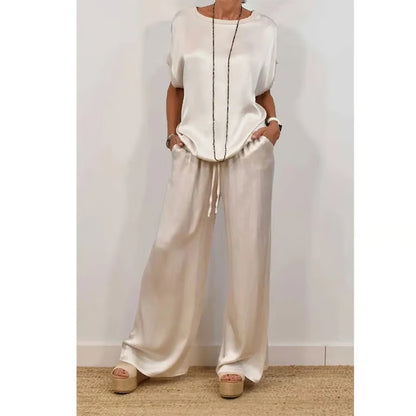 Women's Elegant Top & Wide-Leg Pant Set