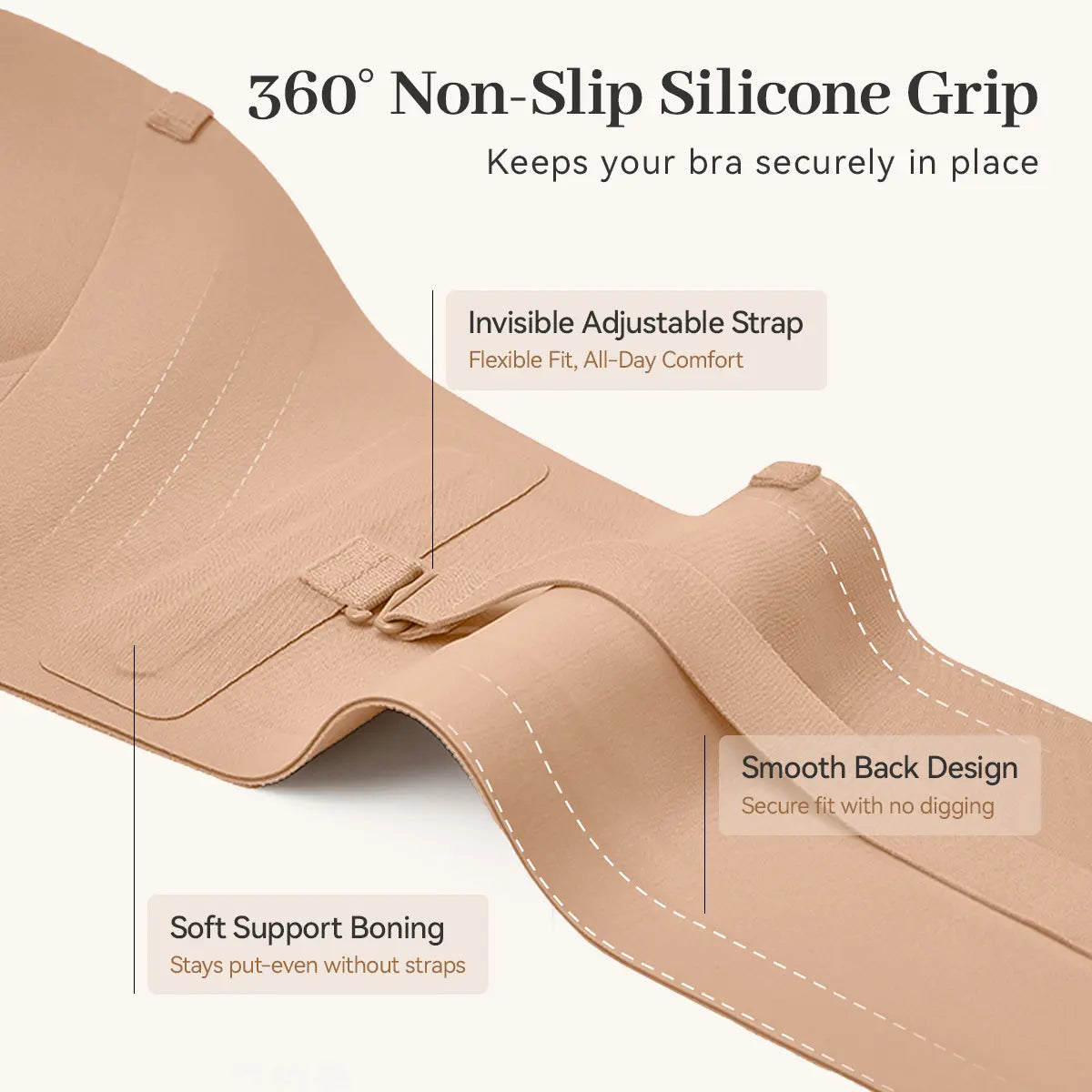 🤍Women’s Seamless Front Closure Strapless Bra