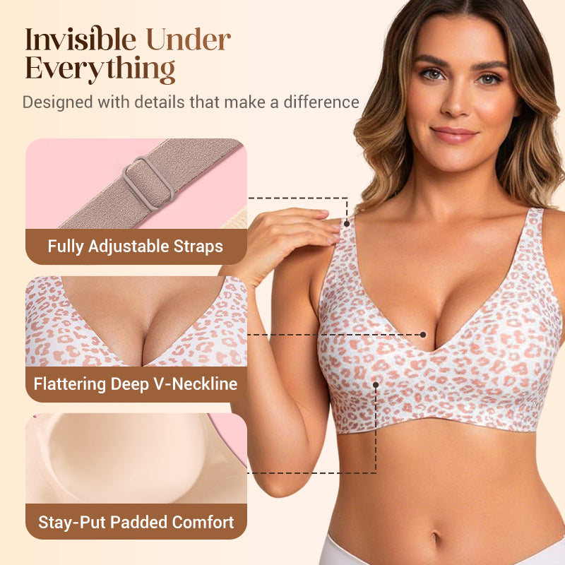 Womens Comfortable Wireless Bralettes Seamless Deep V Everyday Bra