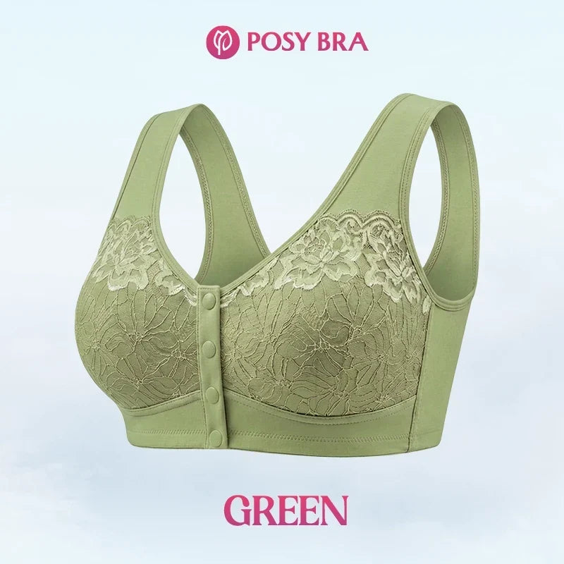 Front Closure Breathable Cotton Lifting Bra for Seniors