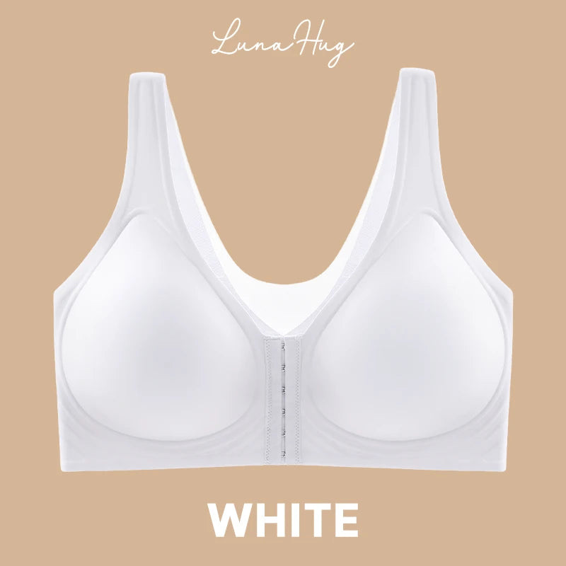 Seamless Front Buckle Cross Back Shaping Bra For Seniors