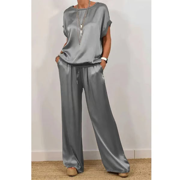 Women's Elegant Top & Wide-Leg Pant Set