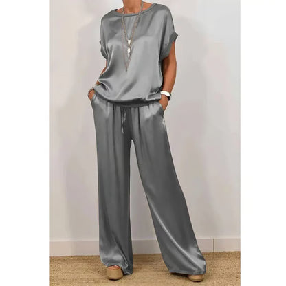 Women's Elegant Top & Wide-Leg Pant Set