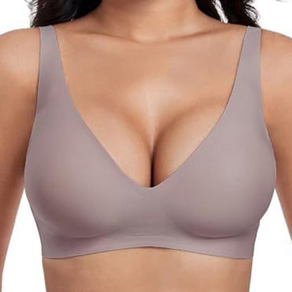 Womens Comfortable Wireless Bralettes Seamless Deep V Everyday Bra
