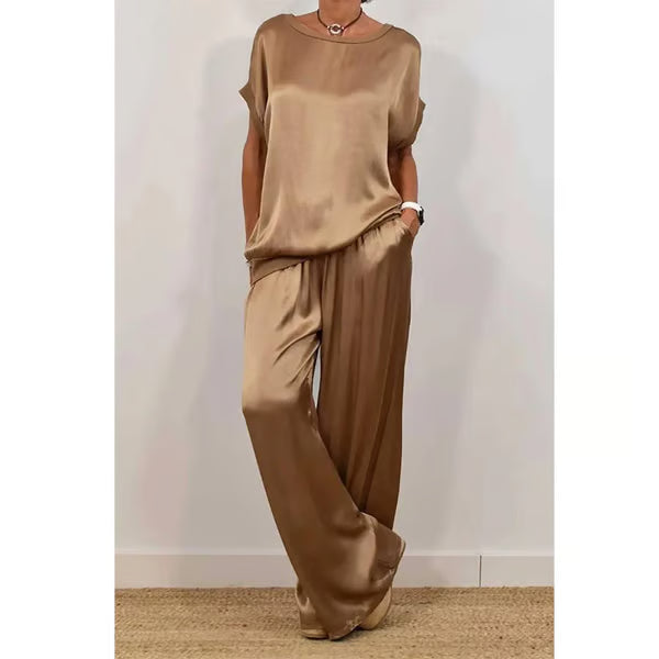 Women's Elegant Top & Wide-Leg Pant Set