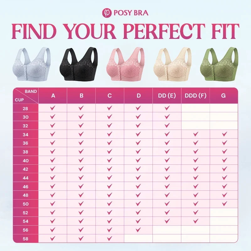 Front Closure Breathable Cotton Lifting Bra for Seniors