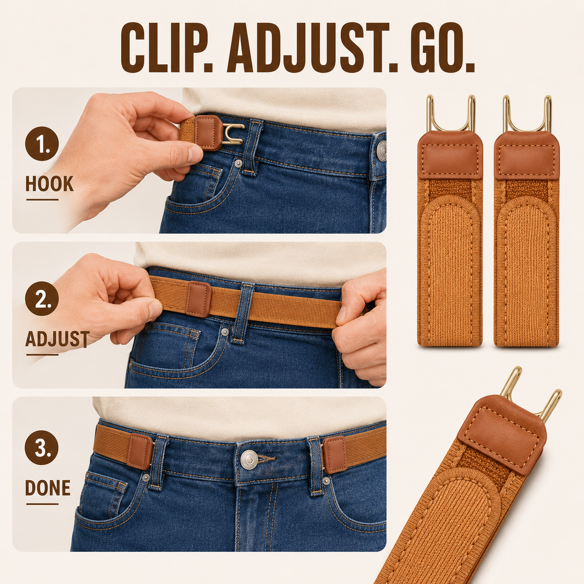 💥2PCS No Buckle Belt👖 Stretch Comfort All Day