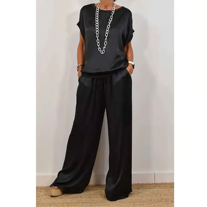 Women's Elegant Top & Wide-Leg Pant Set