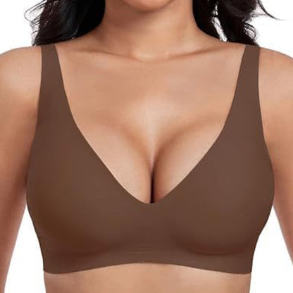 Womens Comfortable Wireless Bralettes Seamless Deep V Everyday Bra
