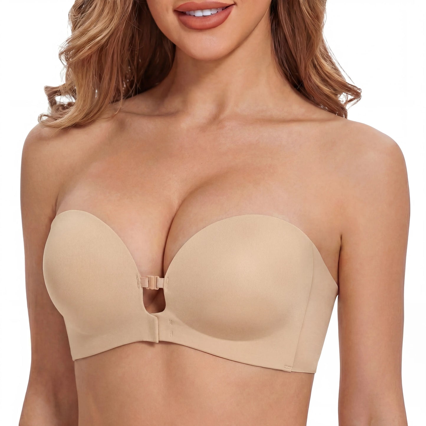 👙Last Day Special Price £9.99🤍Women’s Seamless Front Closure Strapless Bra, Ultra Soft Moisture-Wicking Invisible Everyday Bra