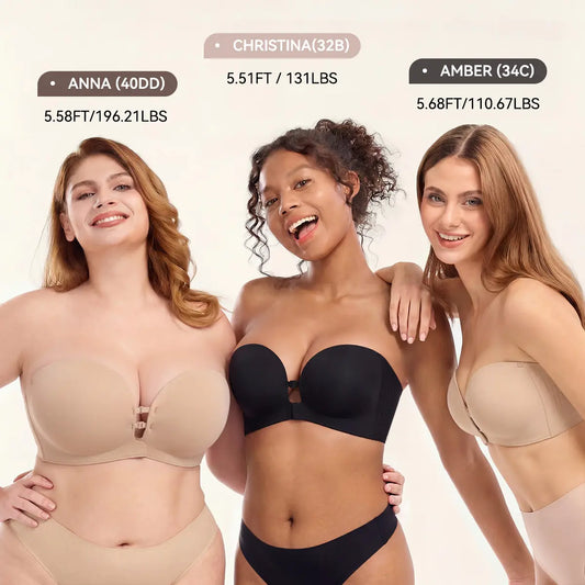 🤍Women’s Seamless Front Closure Strapless Bra