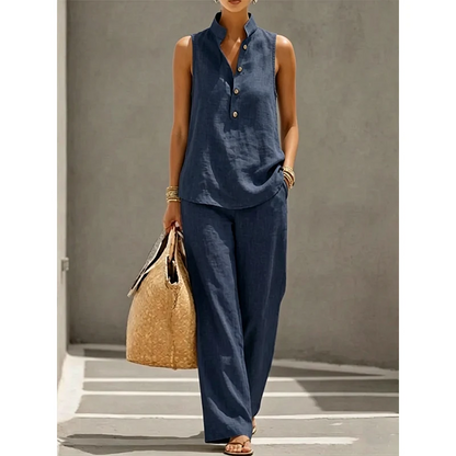 Women's Sleeveless Top and Wide-Leg Pants Set