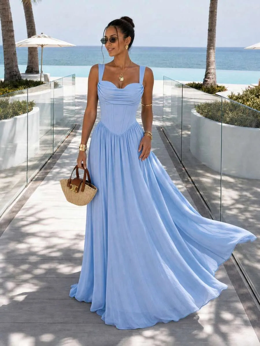 Women's Light Blue Long Summer Vacation Dress