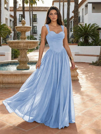 Women's Light Blue Long Summer Vacation Dress