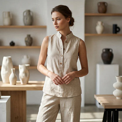 Women's Sleeveless Top and Wide-Leg Pants Set