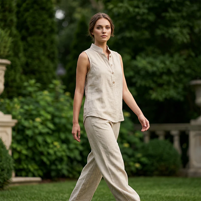 Women's Sleeveless Top and Wide-Leg Pants Set
