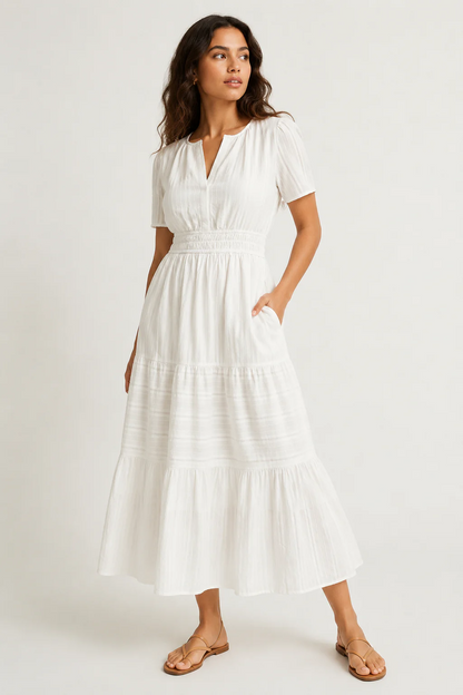 100% Cotton Linen-Style Dress – Soft, Breathable & Timeless