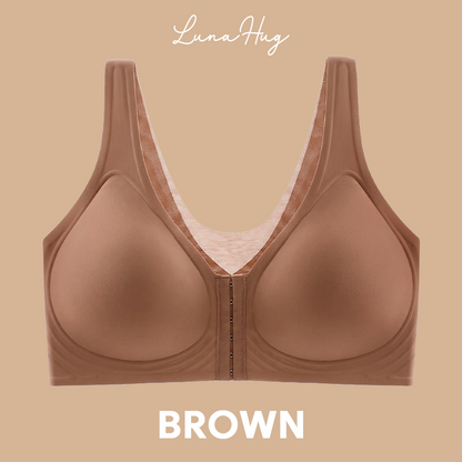 Seamless Front Buckle Cross Back Shaping Bra For Seniors