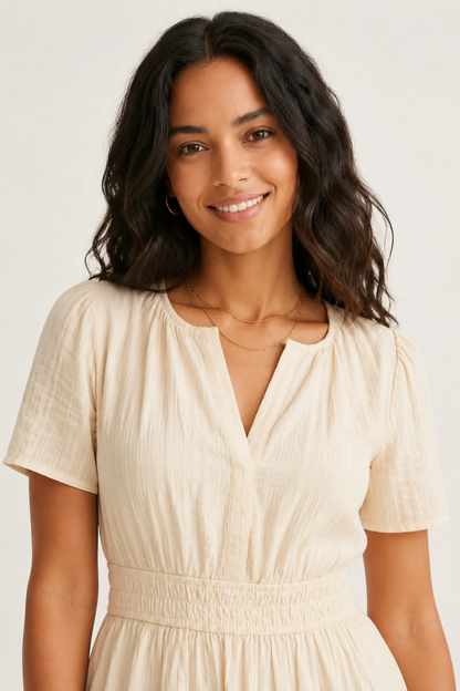 100% Cotton Linen-Style Dress – Soft, Breathable & Timeless
