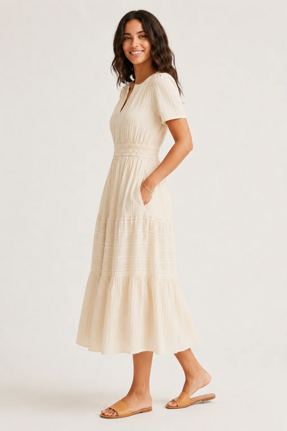 100% Cotton Linen-Style Dress – Soft, Breathable & Timeless