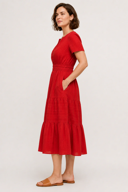 100% Cotton Linen-Style Dress – Soft, Breathable & Timeless