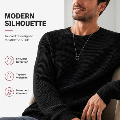 Men's Crewneck Sweater Soft Casual Sweaters Classic Long Sleeve Pullover Sweaters with Ribbing Edge