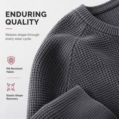 Men's Crewneck Sweater Soft Casual Sweaters Classic Long Sleeve Pullover Sweaters with Ribbing Edge