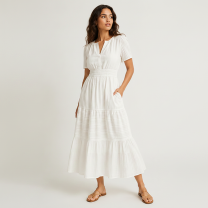 Square Blended White Dress